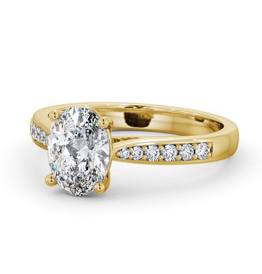  Oval Diamond Engagement Ring 9K Yellow Gold Solitaire With Side Stones - Albro ENOV1S_YG_THUMB2 