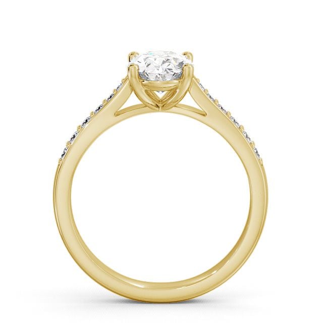 Oval Diamond Engagement Ring 9K Yellow Gold Solitaire With Side Stones - Albro ENOV1S_YG_UP