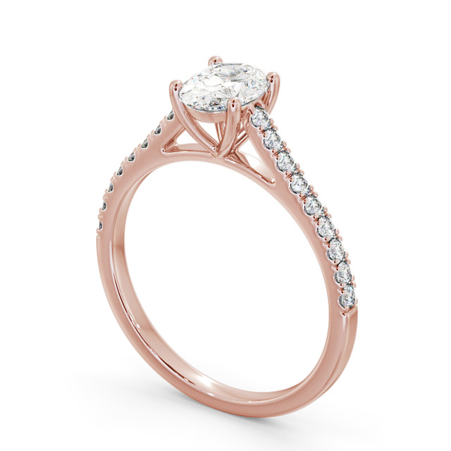Oval Diamond Engagement Ring 18K Rose Gold Solitaire With Side Stones - Svena ENOV20_RG_SIDE