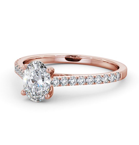 Oval Diamond 4 Prong Engagement Ring 18K Rose Gold Solitaire with Channel Set Side Stones ENOV20_RG_THUMB2 