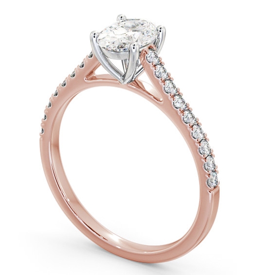 Oval Diamond 4 Prong Engagement Ring 18K Yellow and White Gold Solitaire with Channel Set Side Stones ENOV20_RWG_THUMB1 