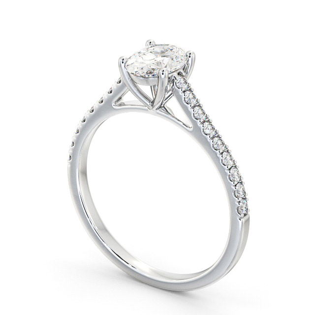 Oval Diamond Engagement Ring Palladium Solitaire With Side Stones - Svena ENOV20_WG_SIDE