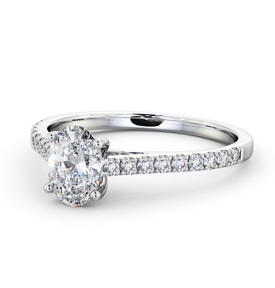  Oval Diamond Engagement Ring Platinum Solitaire With Side Stones - Svena ENOV20_WG_THUMB2 