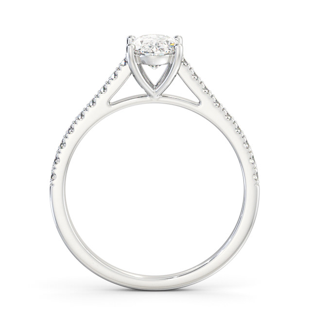 Oval Diamond Engagement Ring Platinum Solitaire With Side Stones - Svena ENOV20_WG_UP