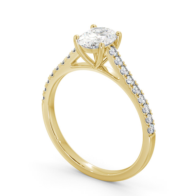 Oval Diamond Engagement Ring 18K Yellow Gold Solitaire With Side Stones - Svena ENOV20_YG_SIDE