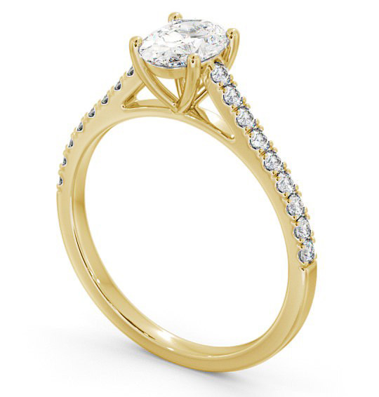 Oval Diamond 4 Prong Engagement Ring 9K Yellow Gold Solitaire with Channel Set Side Stones ENOV20_YG_THUMB1 