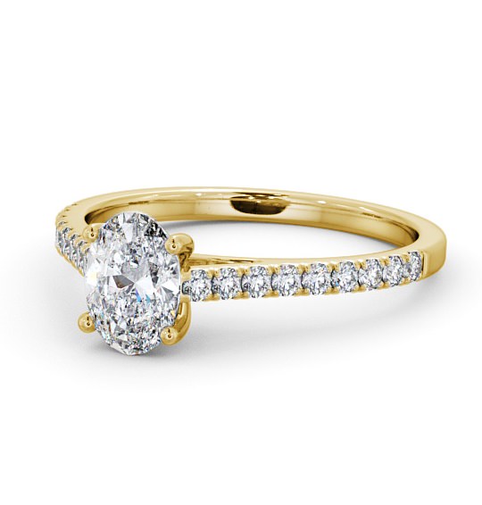  Oval Diamond Engagement Ring 18K Yellow Gold Solitaire With Side Stones - Svena ENOV20_YG_THUMB2 