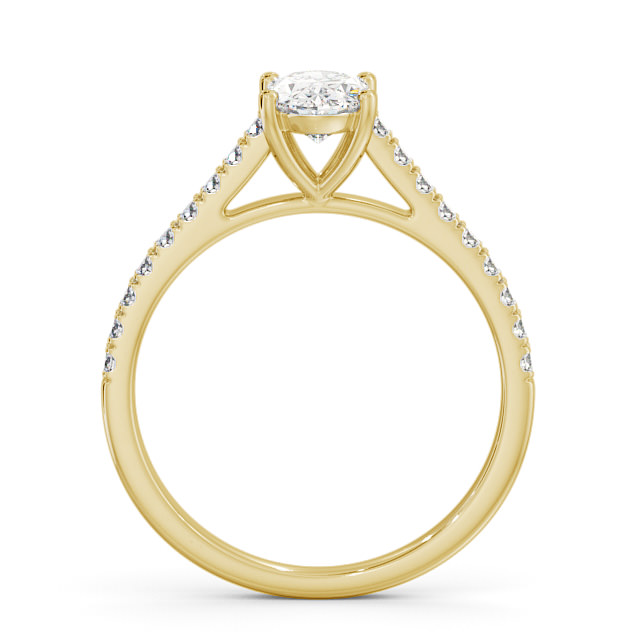Oval Diamond Engagement Ring 18K Yellow Gold Solitaire With Side Stones - Svena ENOV20_YG_UP