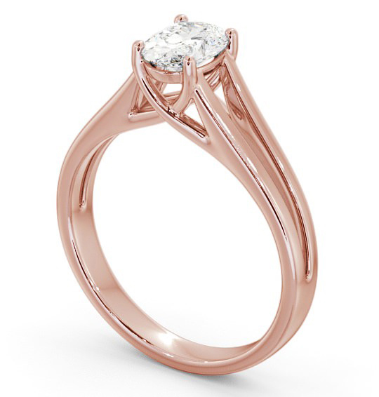 Oval Diamond Split Band Engagement Ring 18K Rose Gold Solitaire ENOV21_RG_THUMB1 