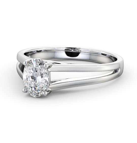 Oval Diamond Split Band Engagement Ring 18K White Gold Solitaire ENOV21_WG_THUMB2 