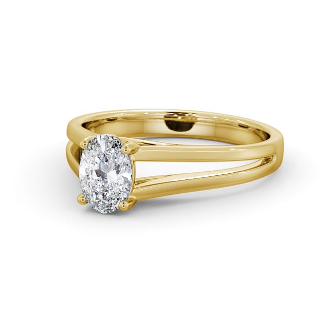 Oval Diamond Engagement Ring 18K Yellow Gold Solitaire - Rimini ENOV21_YG_FLAT