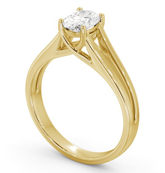 Oval Diamond Split Band Engagement Ring 18K Yellow Gold Solitaire ENOV21_YG_THUMB1