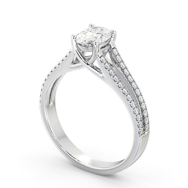 Oval Diamond Engagement Ring Palladium Solitaire With Side Stones - Janette ENOV21S_WG_SIDE