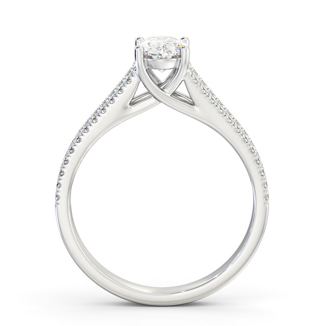 Oval Diamond Engagement Ring Palladium Solitaire With Side Stones - Janette ENOV21S_WG_UP