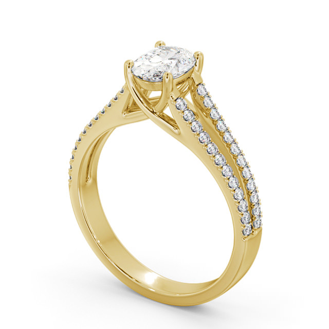 Oval Diamond Engagement Ring 18K Yellow Gold Solitaire With Side Stones - Janette ENOV21S_YG_SIDE