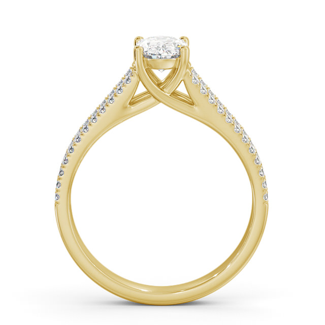 Oval Diamond Engagement Ring 18K Yellow Gold Solitaire With Side Stones - Janette ENOV21S_YG_UP
