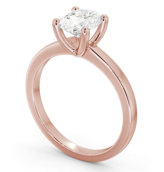 Oval Diamond Classic 4 Prong Engagement Ring 18K Rose Gold Solitaire ENOV22_RG_THUMB1