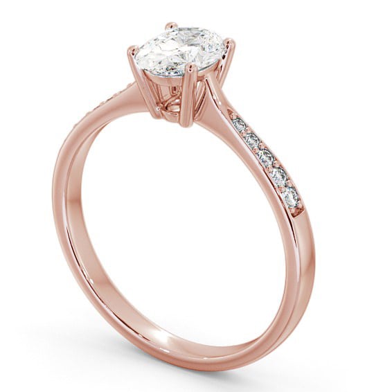  Oval Diamond Engagement Ring 9K Rose Gold Solitaire With Side Stones - Stella ENOV22S_RG_THUMB1 