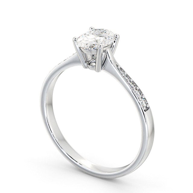 Oval Diamond Engagement Ring Palladium Solitaire With Side Stones - Stella ENOV22S_WG_SIDE