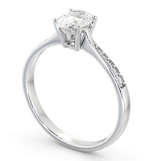 Oval Diamond Tapered Band Engagement Ring Platinum Solitaire with Channel Set Side Stones ENOV22S_WG_THUMB1 