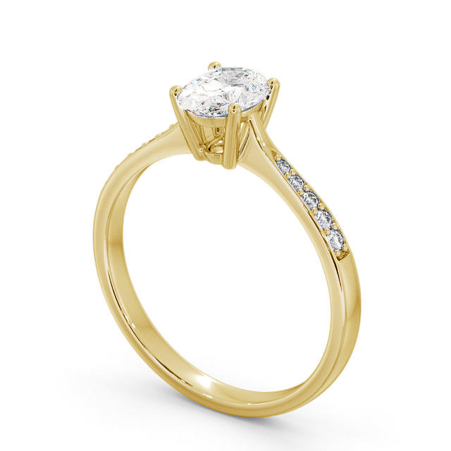 Oval Diamond Engagement Ring 18K Yellow Gold Solitaire With Side Stones - Stella ENOV22S_YG_SIDE