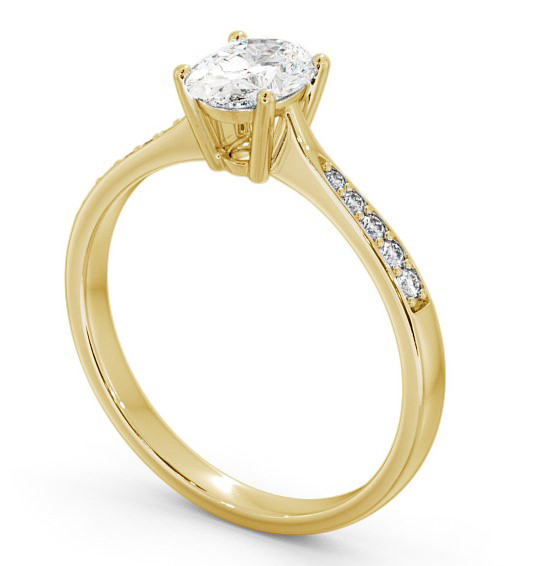 Oval Diamond Tapered Band Engagement Ring 9K Yellow Gold Solitaire with Channel Set Side Stones ENOV22S_YG_THUMB1