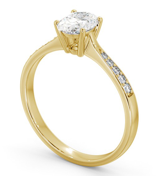 Oval Diamond Tapered Band Engagement Ring 18K Yellow Gold Solitaire with Channel Set Side Stones ENOV22S_YG_THUMB1 