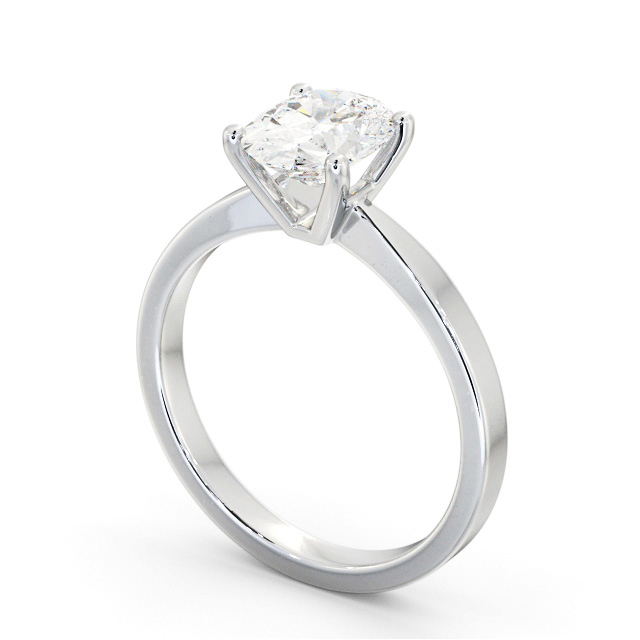 Oval Diamond Engagement Ring 18K White Gold Solitaire - Lucienne ENOV23_WG_SIDE