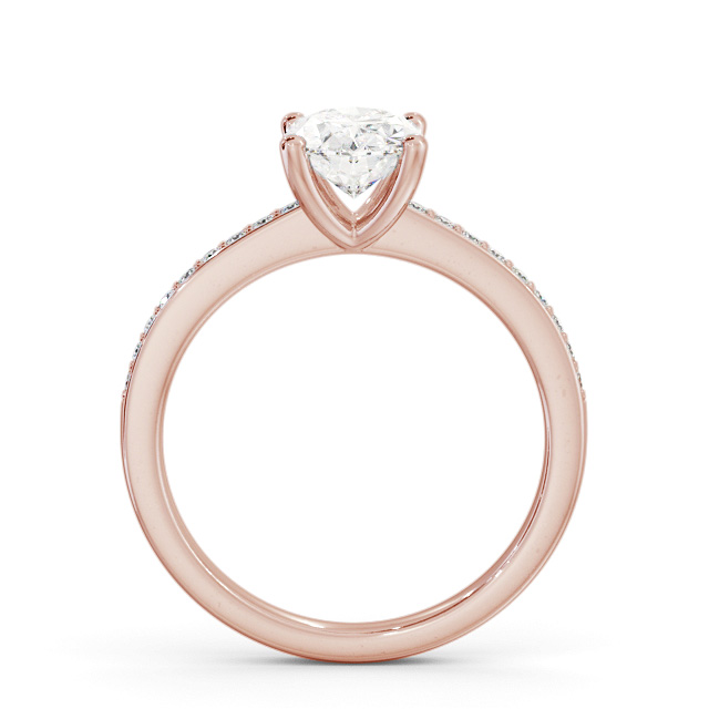 Oval Diamond Engagement Ring 18K Rose Gold Solitaire With Side Stones - Serrington ENOV23S_RG_UP