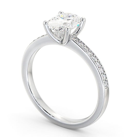 Oval Diamond 4 Prong Engagement Ring Platinum Solitaire with Channel Set Side Stones ENOV23S_WG_THUMB1 