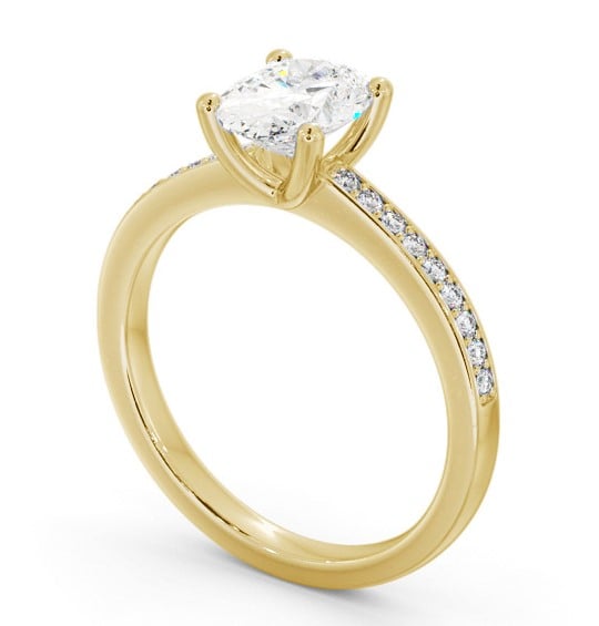  Oval Diamond Engagement Ring 9K Yellow Gold Solitaire With Side Stones - Serrington ENOV23S_YG_THUMB1 