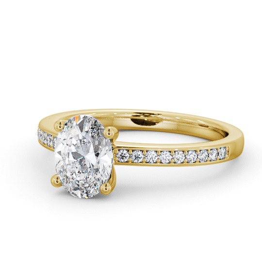  Oval Diamond Engagement Ring 9K Yellow Gold Solitaire With Side Stones - Serrington ENOV23S_YG_THUMB2 