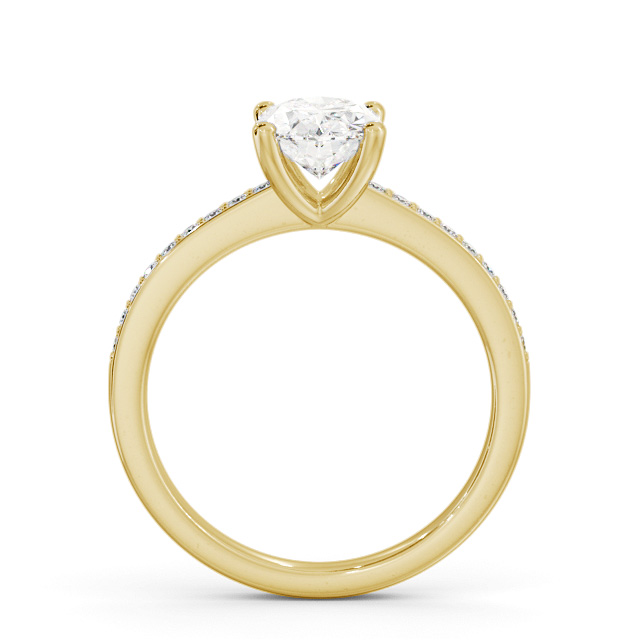 Oval Diamond Engagement Ring 18K Yellow Gold Solitaire With Side Stones - Serrington ENOV23S_YG_UP