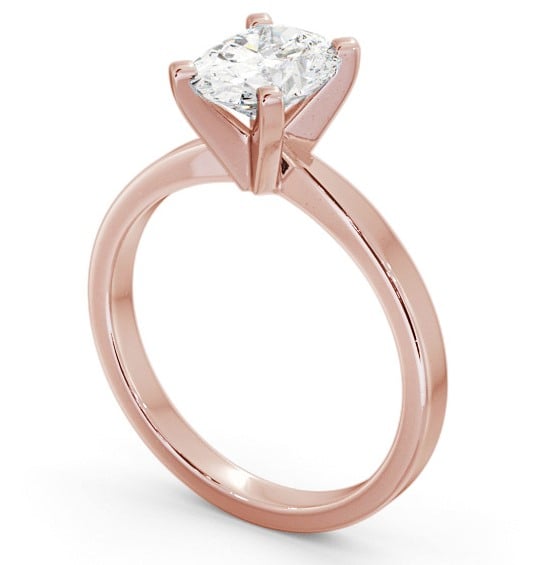 Oval Diamond Square Prongs Engagement Ring 18K Rose Gold Solitaire ENOV24_RG_THUMB1
