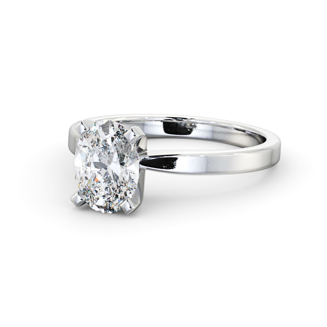 Oval Diamond Engagement Ring 18K White Gold Solitaire - Kempsey ENOV24_WG_FLAT