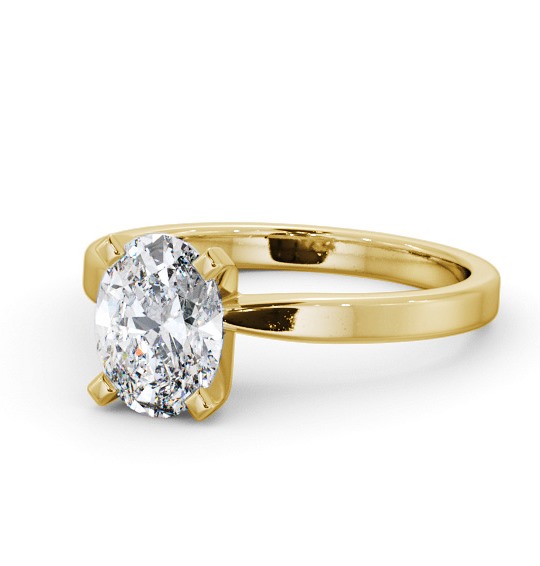 Oval Diamond Square Prongs Engagement Ring 9K Yellow Gold Solitaire ENOV24_YG_THUMB2 