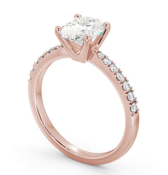  Oval Diamond Engagement Ring 9K Rose Gold Solitaire With Side Stones - Yislene ENOV24S_RG_THUMB1 