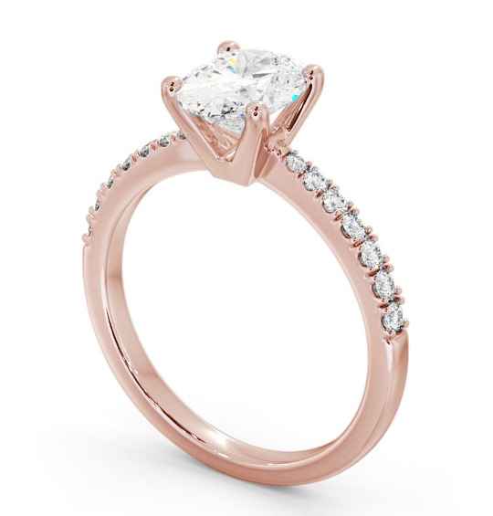 Oval Diamond 4 Prong Engagement Ring 9K Rose Gold Solitaire with Channel Set Side Stones ENOV24S_RG_THUMB1 