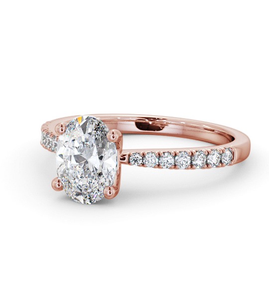  Oval Diamond Engagement Ring 9K Rose Gold Solitaire With Side Stones - Yislene ENOV24S_RG_THUMB2 