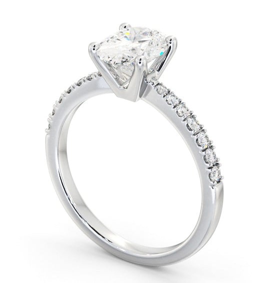  Oval Diamond Engagement Ring 9K White Gold Solitaire With Side Stones - Yislene ENOV24S_WG_THUMB1 