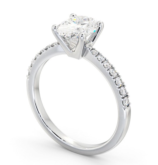 Oval Diamond 4 Prong Engagement Ring Platinum Solitaire with Channel Set Side Stones ENOV24S_WG_THUMB1