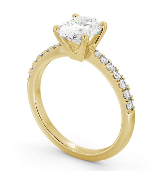 Oval Diamond 4 Prong Engagement Ring 9K Yellow Gold Solitaire with Channel Set Side Stones ENOV24S_YG_THUMB1 