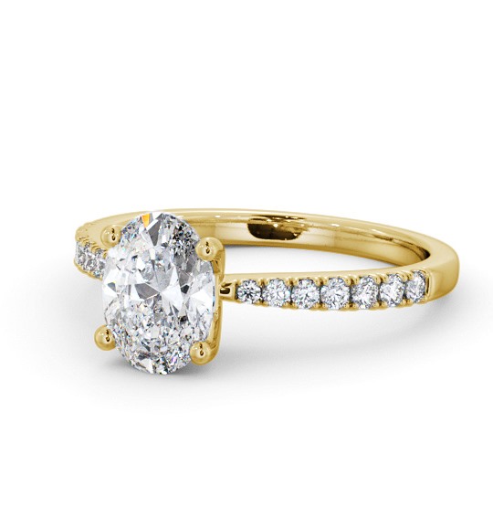  Oval Diamond Engagement Ring 18K Yellow Gold Solitaire With Side Stones - Yislene ENOV24S_YG_THUMB2 