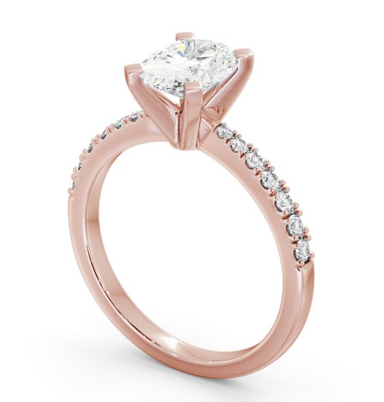 Oval Diamond Tapered Band Engagement Ring 18K Rose Gold Solitaire with Channel Set Side Stones ENOV25S_RG_THUMB1