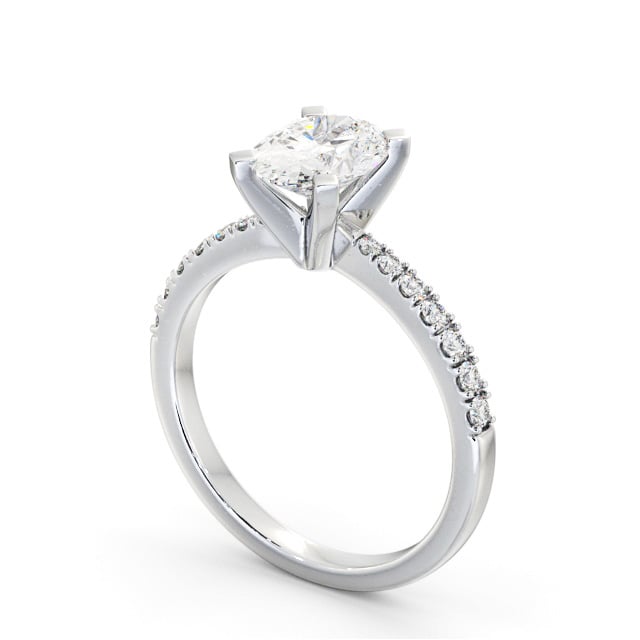 Oval Diamond Engagement Ring Platinum Solitaire With Side Stones - Stanion ENOV25S_WG_SIDE