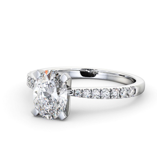 Oval Diamond Tapered Band Engagement Ring Platinum Solitaire with Channel Set Side Stones ENOV25S_WG_THUMB2 