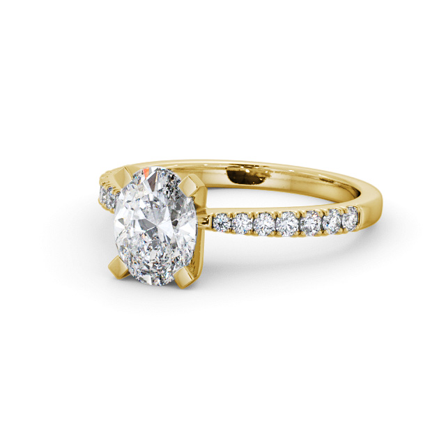 Oval Diamond Engagement Ring 18K Yellow Gold Solitaire With Side Stones - Stanion ENOV25S_YG_FLAT