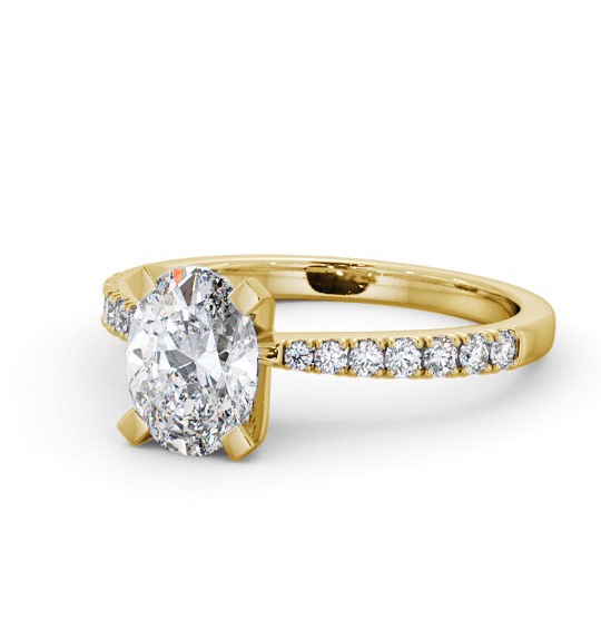  Oval Diamond Engagement Ring 9K Yellow Gold Solitaire With Side Stones - Stanion ENOV25S_YG_THUMB2 