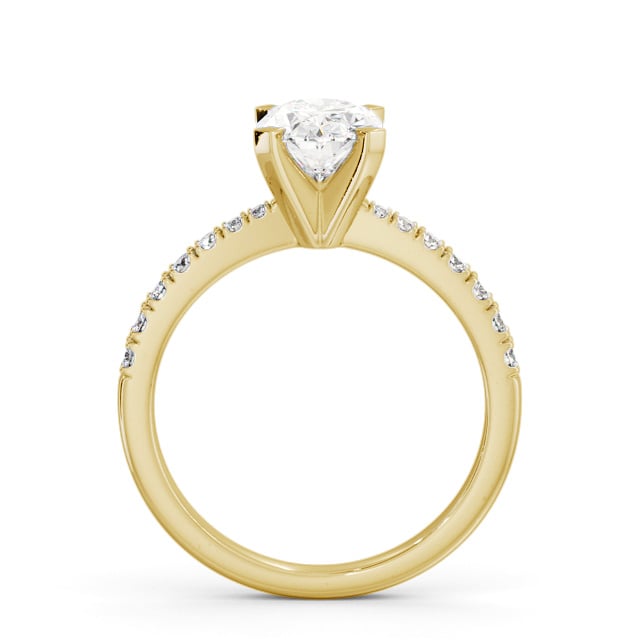 Oval Diamond Engagement Ring 18K Yellow Gold Solitaire With Side Stones - Stanion ENOV25S_YG_UP