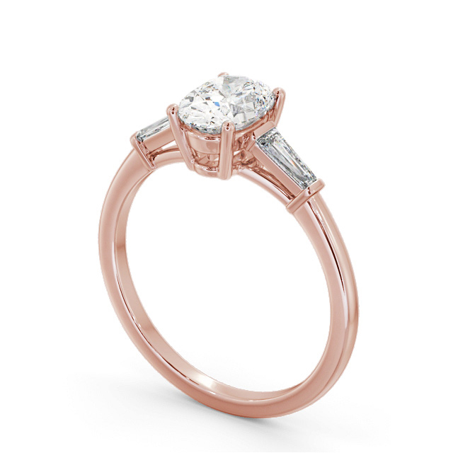 Oval Diamond Engagement Ring 18K Rose Gold Solitaire With Side Stones - Rivka ENOV26S_RG_SIDE